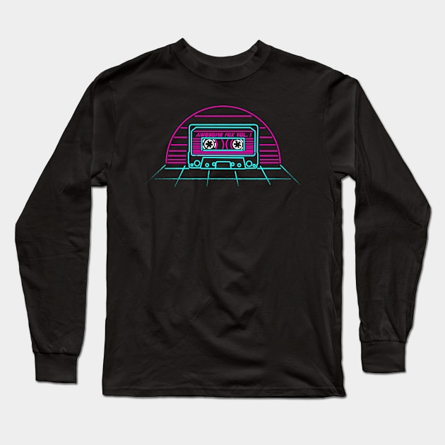 Awesome Mix Tape Neon Long Sleeve T-Shirt by technofaze